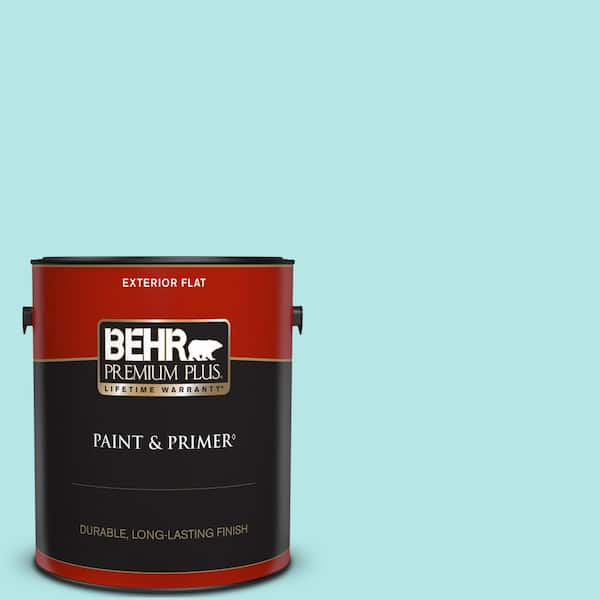 BEHR PREMIUM PLUS 1 gal. #500A-2 Refreshing Pool Flat Exterior Paint & Primer