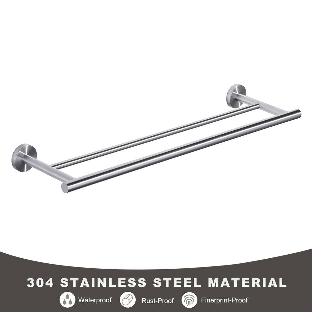 Brushed Nickel 24" Double Towel Bar Wall Mount