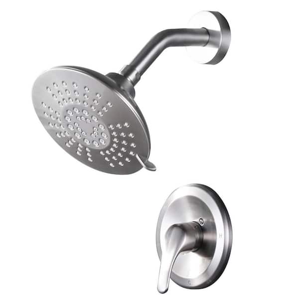 Single Handle 5-Spray Shower Faucet 1.8 GPM with Pressure Balance and Adjustable Head in Brushed Nickel (Valve Included)
