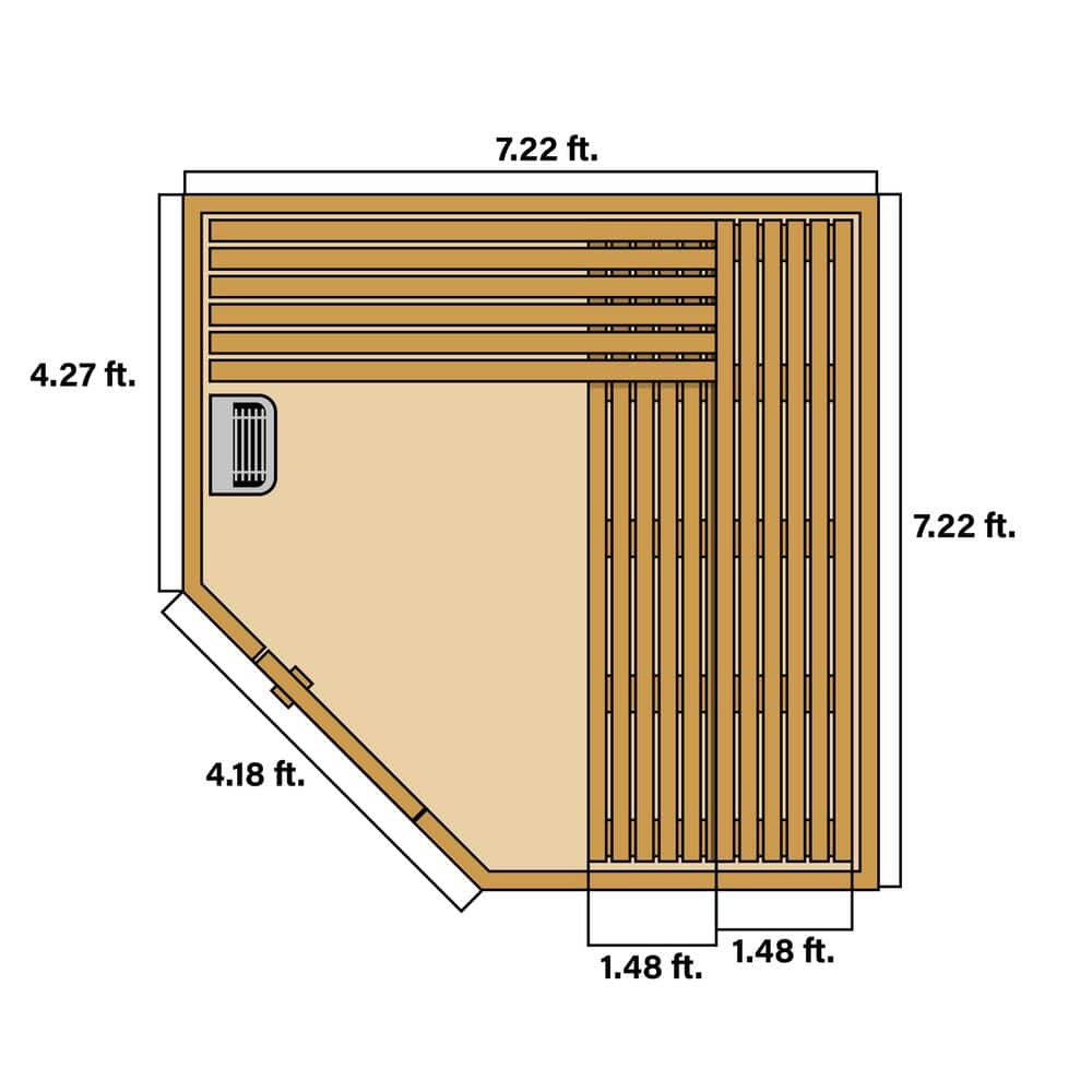 Canadian Red Cedar 8-Person Outdoor Sauna with Asphalt Roof