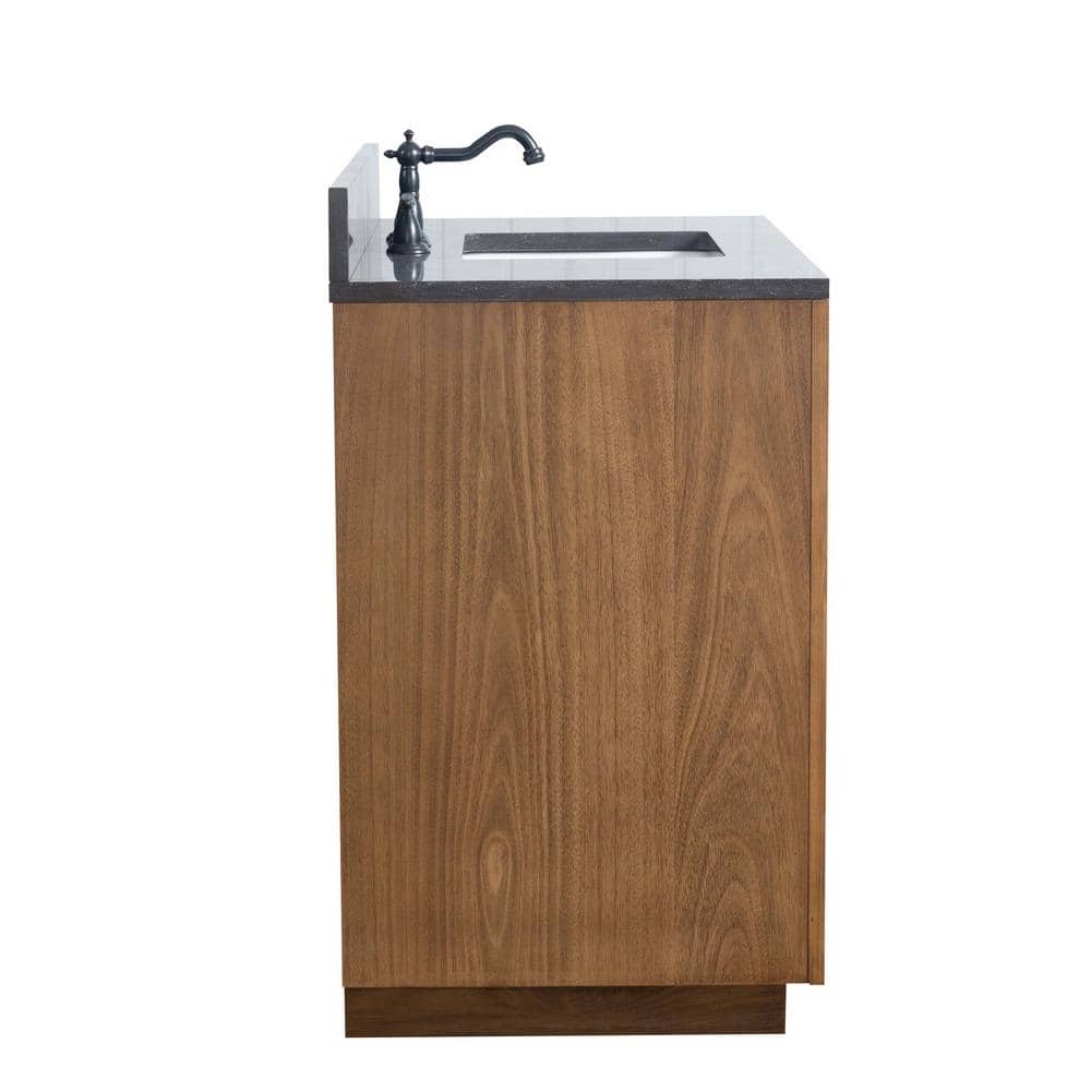 Tan 42" Single Bathroom Vanity with Black Limestone Top