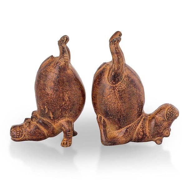 Unbranded Brown Metal Hippo Bookends (Set of 2)