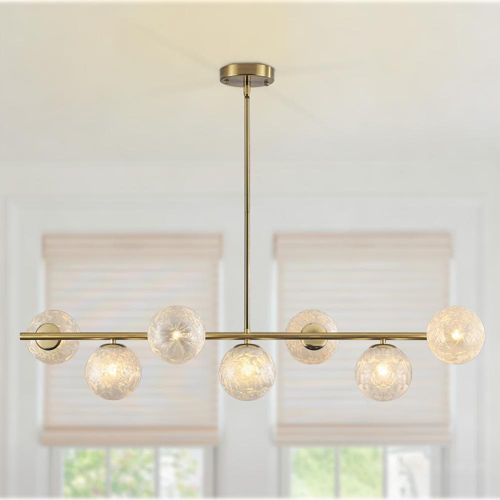 7-Light Gold Linear Pendant Lighting with Snow White Globe Glass Shades price history on PriceWatchPro