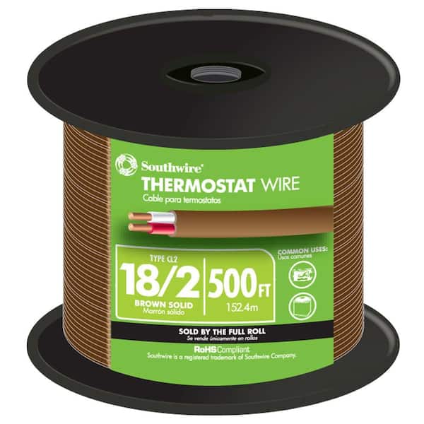 Southwire 500 ft. 18/2 Brown Solid CU CL2 Thermostat Wire