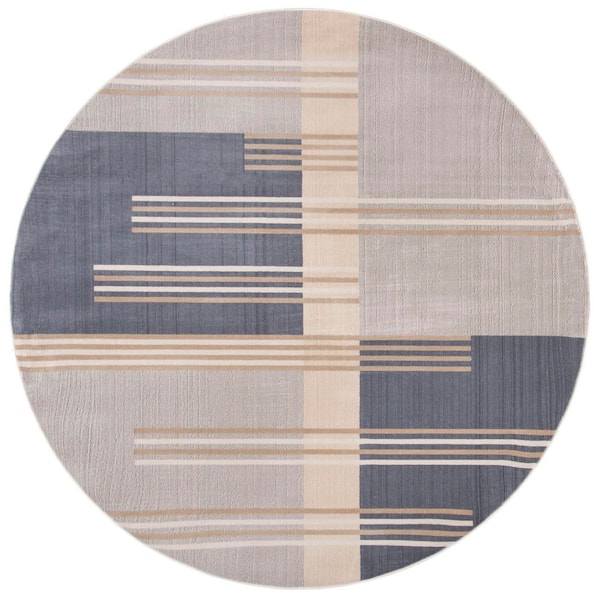 Orwell 3 ft. x 3 ft. Gray/Charcoal Abstract Geometric Round Area Rug