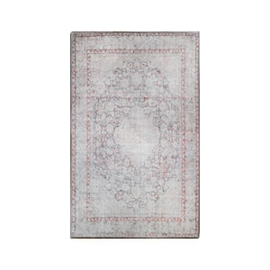 Alma Berry Red 3 ft. 6 in. x 5 ft. 6 in. Boho Floral Medallion Indoor Polyester Area Rug