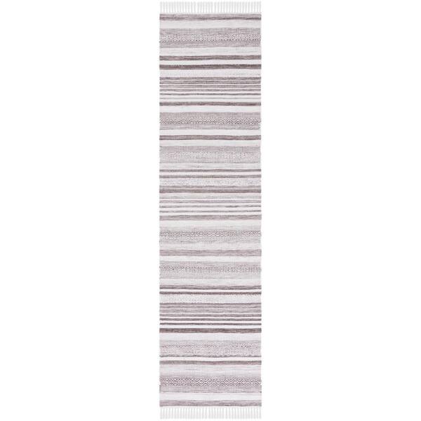 SAFAVIEH Striped Kilim Brown Ivory 2 ft. X 9 ft. Striped Runner Rug