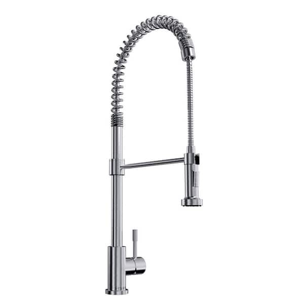 Lulani Soneva 1-Handle Stainless Steel High Arc Semi-Professional Pull Down Sprayer Kitchen Faucet in Brushed Stainless