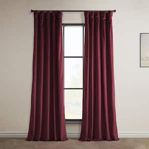 Dark Merlot Velvet Rod Pocket Room Darkening Curtain - 50 in. W x 96 in. L Single Panel Window Velvet Curtain