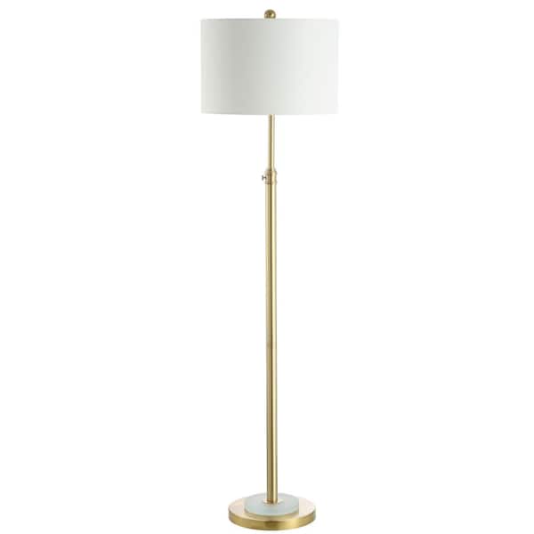 SAFAVIEH Pierson 64.5 in. Brass Gold/Frost White Floor Lamp