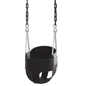 Machrus Swingan High Back, Full Bucket Toddler and Baby Swing with Vinyl Coated Chain Fully Assembled, Black
