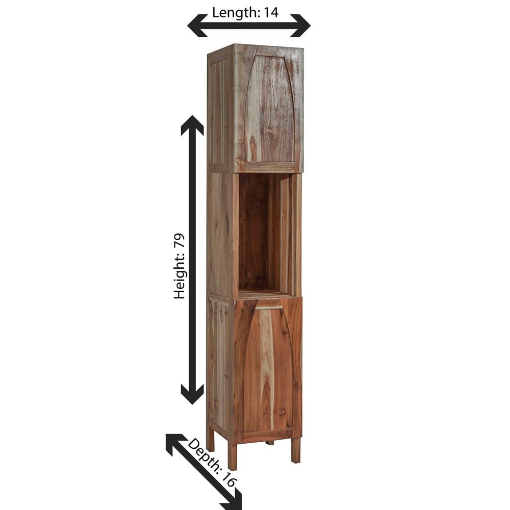 Earthy Teak 79" Tall Linen Cabinet with Adjustable Shelving