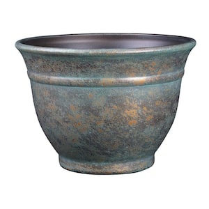 9 in. Weathered Copper Alena Resin Planter