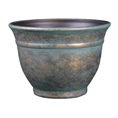 12 in. Weathered Copper Alena Resin Planter