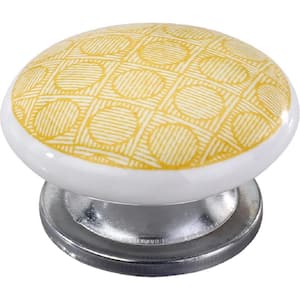 Circle Checkered 1-3/5 in. Yellow Cabinet Knob