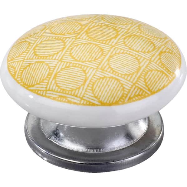Mascot Hardware Circle Checkered 1-3/5 in. Yellow Cabinet Knob