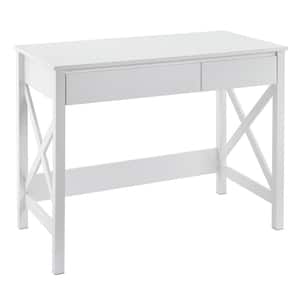 X-Frame 30 in. H x 39.4 in. W x 21.7 in. D Laminated Writing and Computer Desk Shelving Unit in White