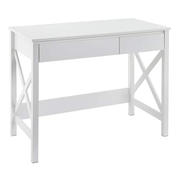 X-Frame 30 in. H x 39.4 in. W x 21.7 in. D Metal Frame Writing and Computer Desk Shelving Unit in White