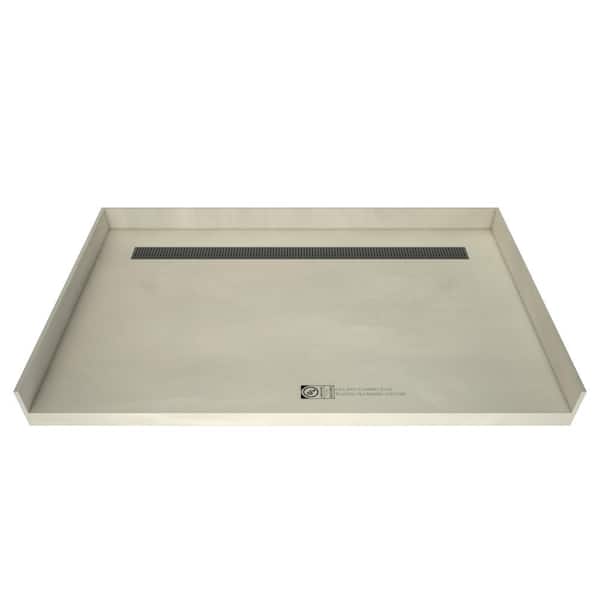Tile Redi Redi Trench 32 in. x 60 in. Barrier Free Shower Base with Back Drain and Brushed Nickel Trench Grate