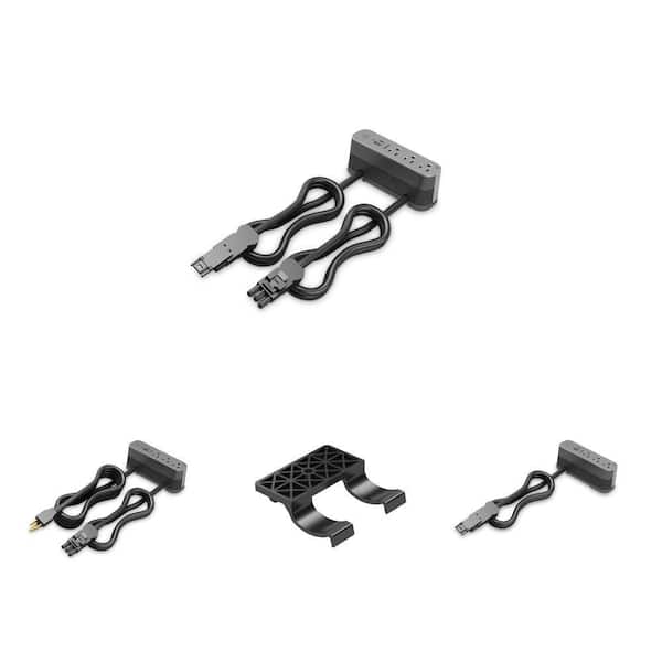 Wiremold ModPower 3-Outlet Magnesium Power Strip with USB A/C & Cord Mounting Clips Combo (13 Piece)