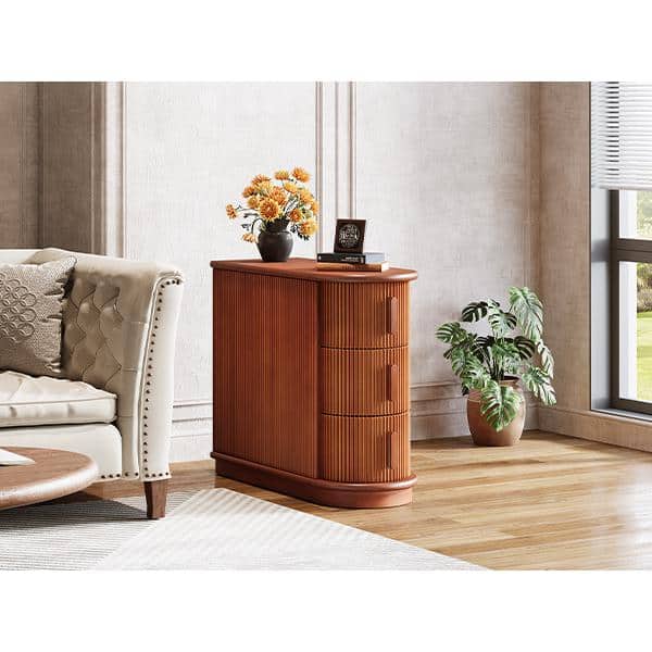 BYBLIGHT Eric 24 in. Walnut Solid Wood End Table Set of 2, 3
