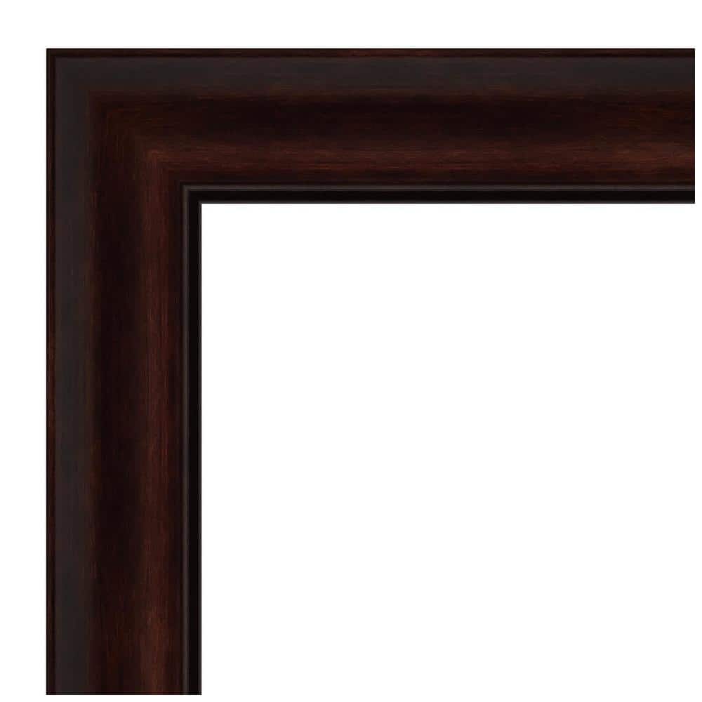 Elegant Coffee Bean Brown Wood Framed Beveled Bathroom Mirror 33x27