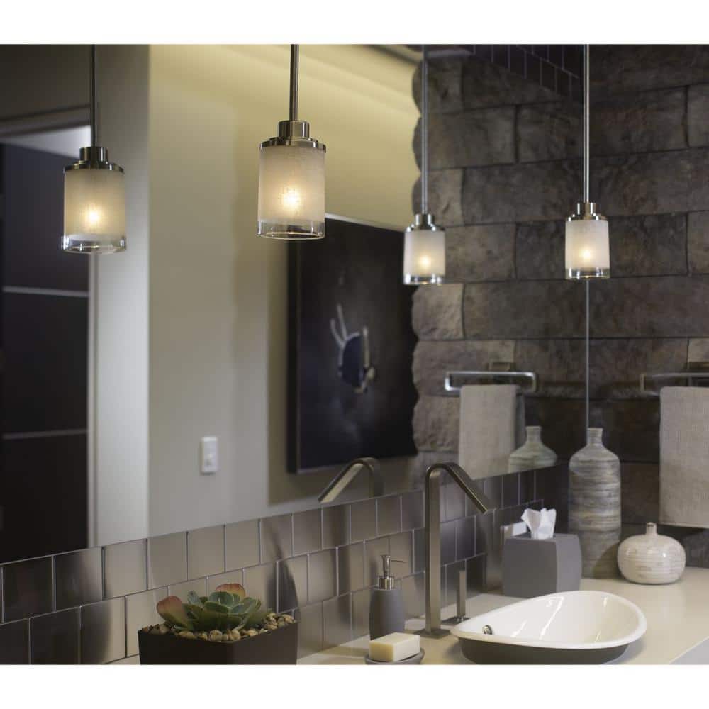 Alexa Brushed Nickel Mini Pendant Light with Glass Shade