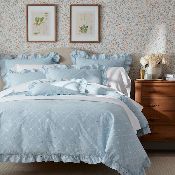 Company Cotton Eyelet Ruffle Yarn-Dyed Percale Duvet Cover