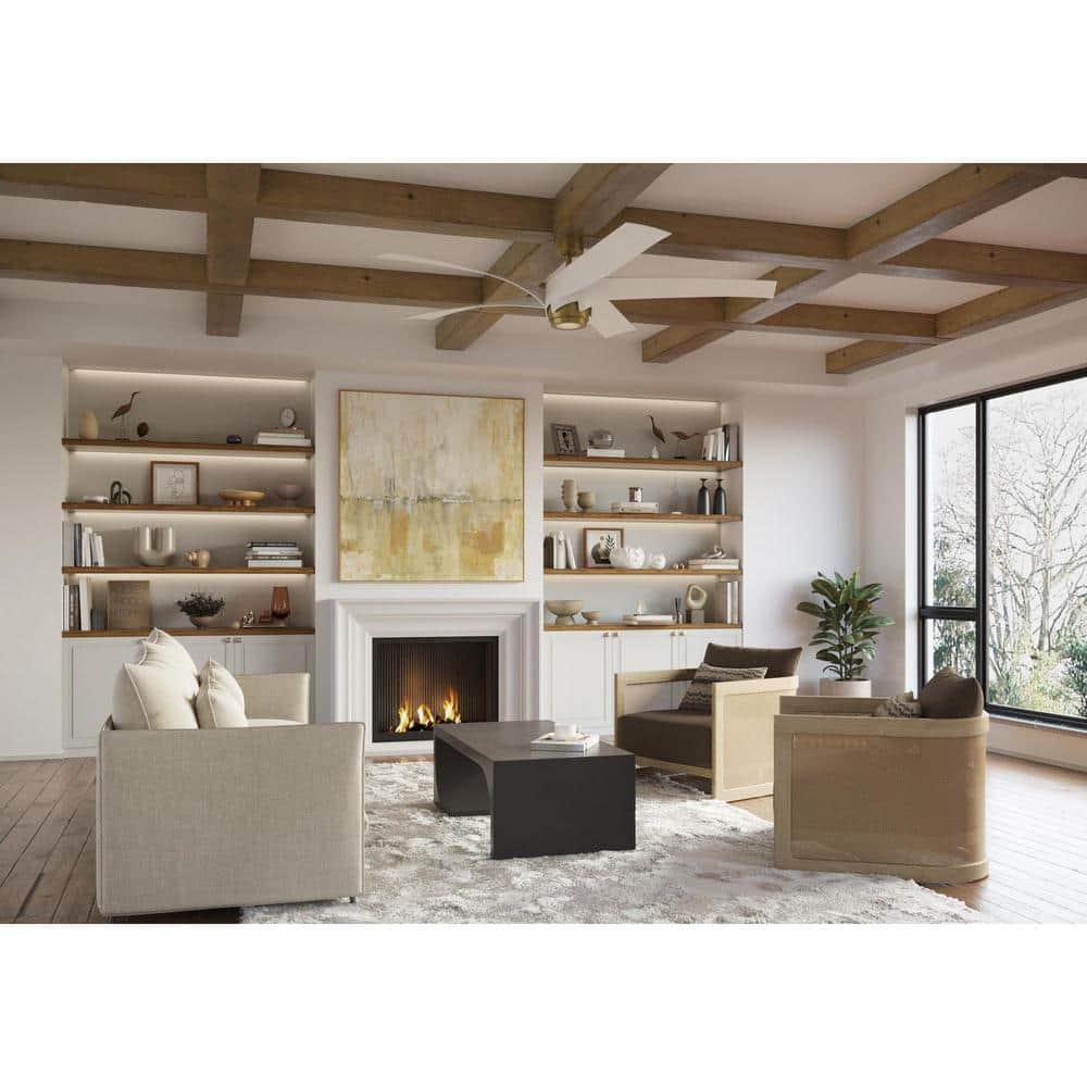 Insigna 72'' Brass and White 6-Blade LED Ceiling Fan with Remote