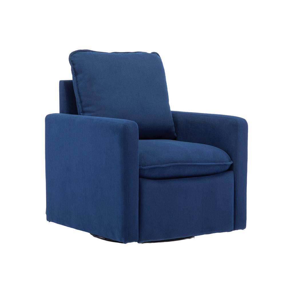 HOMEFUN Modern Comfy Navy Blue Velvet Upholstered Swivel Accent Barrel