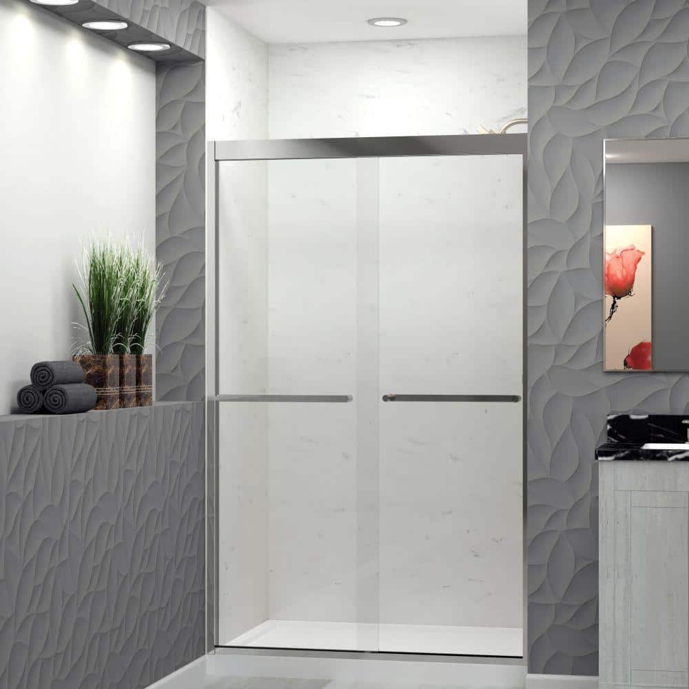 Frederick 47" Polished Chrome Semi-Frameless Sliding Shower Door