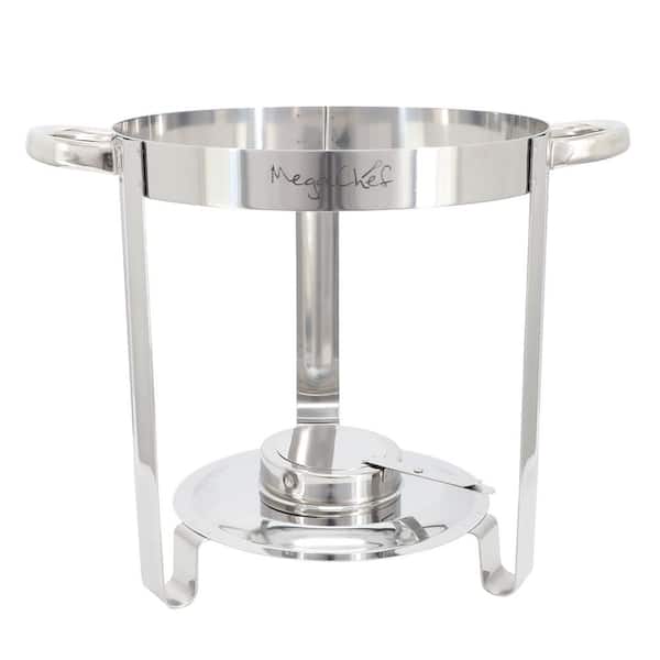 GarveeHome 7QT Round Soup Chafer Set – Commercial Stainless Steel Warmer With Notched Lids & Fuel Holders – Gold Accents, 2-Pack