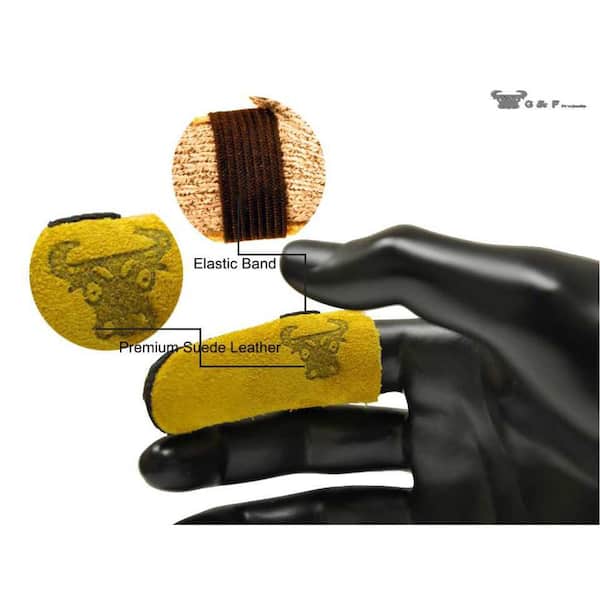 OZERO Flex Grip Leather Work Gloves Stretchable Wrist Tough Cowhide Working Glove 1 Pair (Gold Medium)