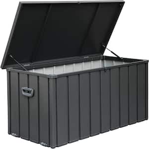 120 Gal. Dark Gray Outdoor Storage Deck Box Waterproof, Large Patio Storage Bin