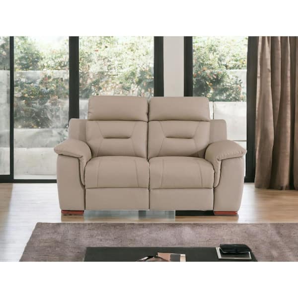 67 in. Beige Solid Faux Leather 2-Seater Loveseat