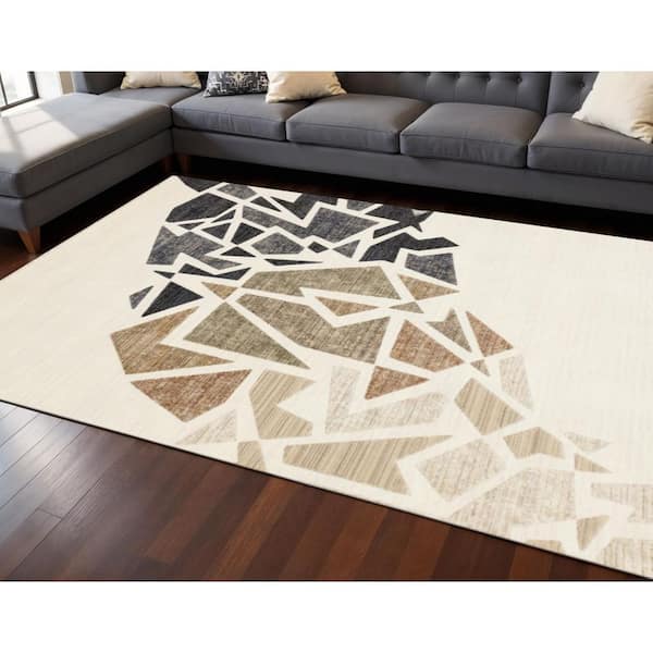 Black 8 X 10 ft. Woven Abstract Rectangle Indoor Area Rug