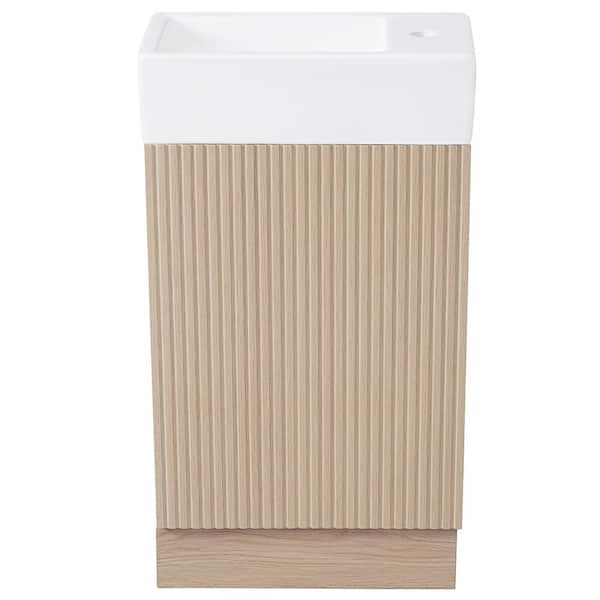 19 in. W x 11 in. D x 33 in. H Single Sink Freestanding Bath Vanity in Natural with White Ceramic Top