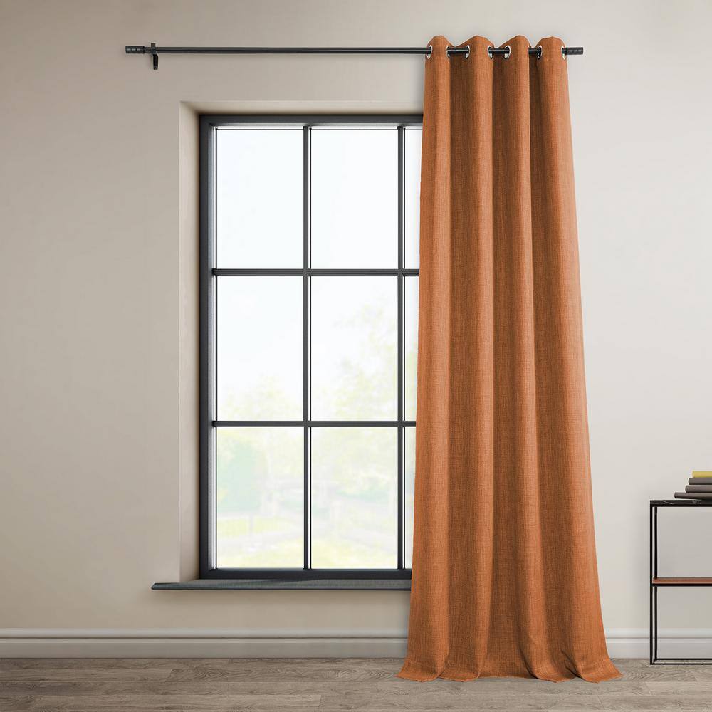 Desert Orange Faux Linen Blackout Grommet Window Panel - 50" x 96"