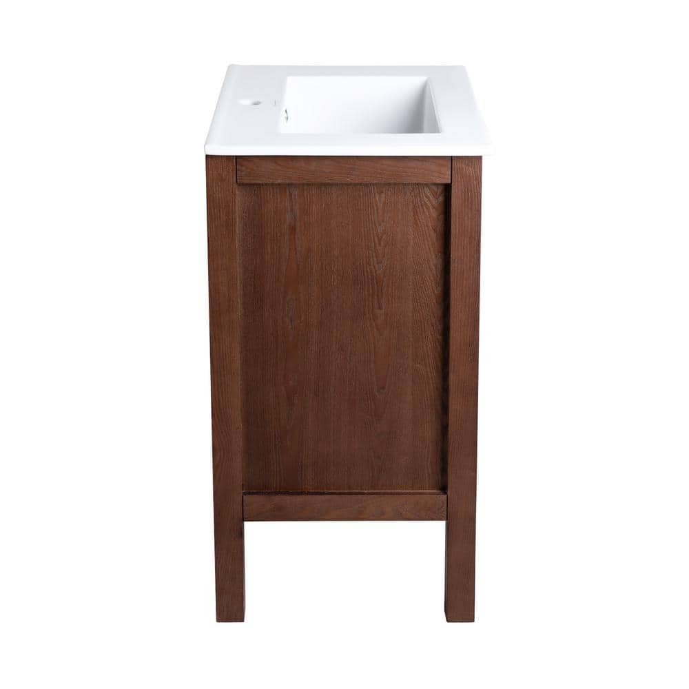 Nadar 24" Walnut Freestanding Bathroom Vanity with Ceramic Top