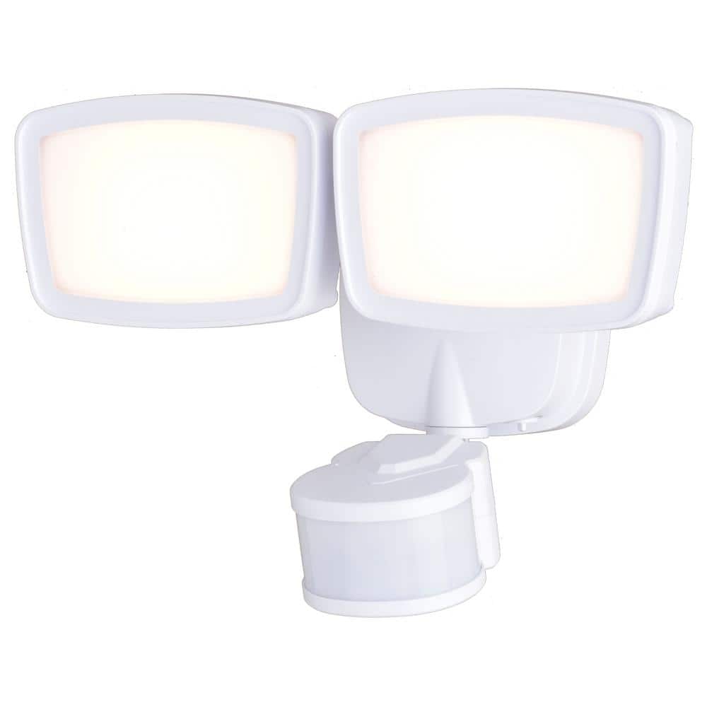 White Dual Head LED Outdoor Security Flood Light with Motion Sensor
