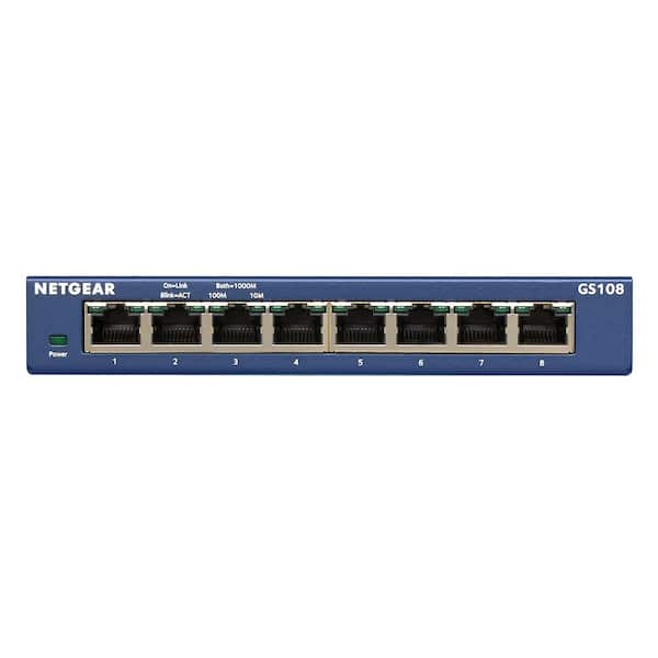 NETGEAR 8-Port 10/100/1000 Gigabit Ethernet Unmanaged Switch Blue  GS108-400NAS - Best Buy