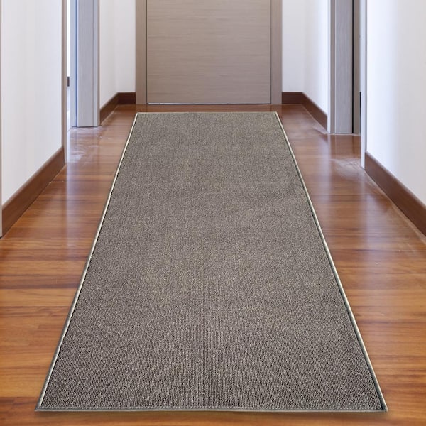 PLAYA RUG Solid Dark Gray Color 26 in. Width x Your Choice Length Custom Size Roll Runner Rug/Stair Runner