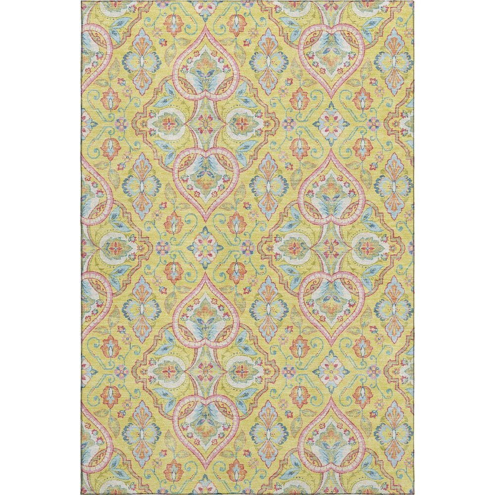 Mayfield Premium Machine Washable Abstract AMF2207 Yellow 3 ft. x 4 ft. Area Rug price history on PriceWatchPro