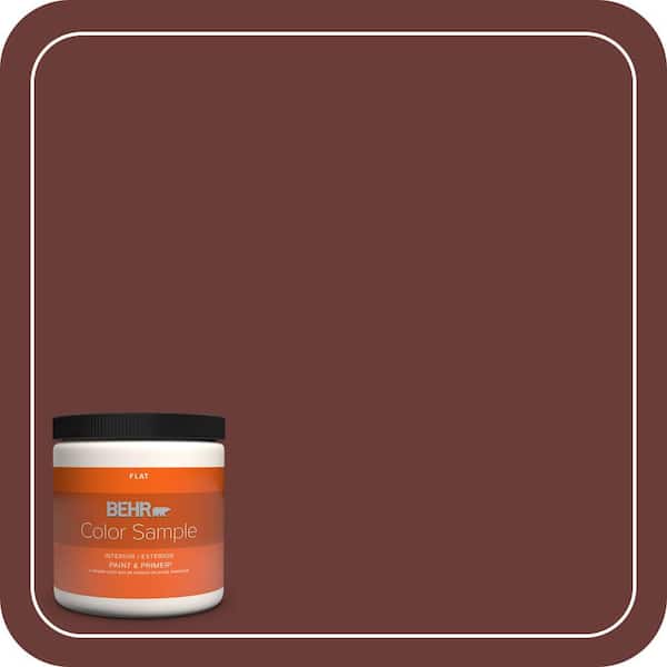 BEHR PREMIUM PLUS 8 oz. #BXC-69 Cimarron Flat Interior/Exterior Paint ...