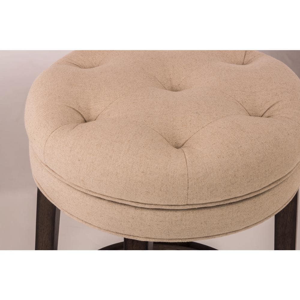 Charcoal Gray Backless Swivel Counter Stool with Linen Upholstery