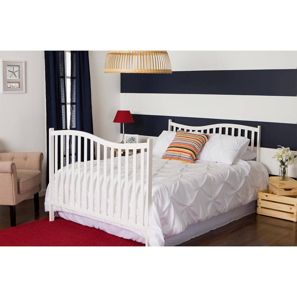 White Pinewood 5-in-1 Convertible Sleigh Crib