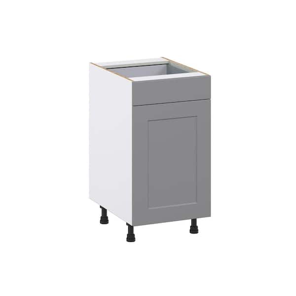 J COLLECTION Roseland 18 in. W x 24 in. D x 34.5 in. H Assembled Shaker Double Trash Can Kitchen Cabinet in Slate Gray with Drawer