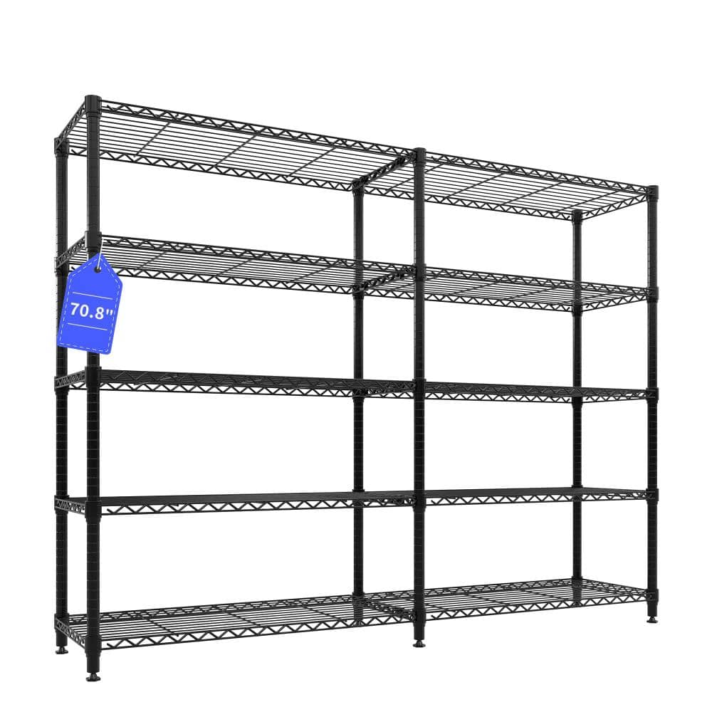 5-Tier L-Shaped Black Metal Storage Shelve Unit with Adjustable Shelf, Wire Storage Rack for Kitchen Pantry Bedroom price history on PriceWatchPro