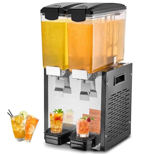 VEVOR Commercial Beverage Dispenser,2 Tanks 10.6 Qt. Per Tank Juice Dispenser,270-Watt Stainless Steel Iced Tea Drink Machine