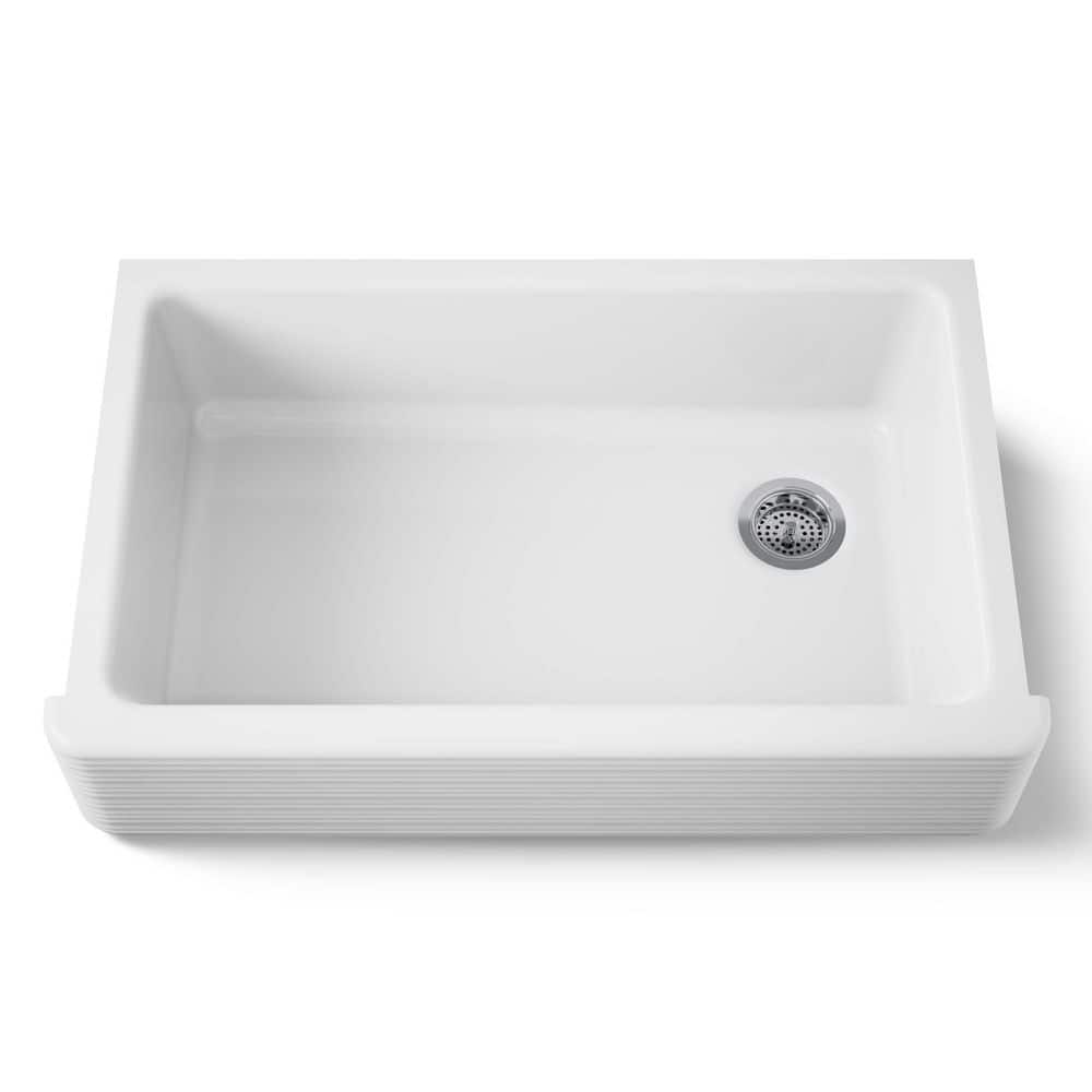 Whitehaven Farmhouse Apron Front Self-Trimming Cast Iron 36 in. Single Bowl Kitchen Sink in White with Hayridge Design price history on PriceWatchPro